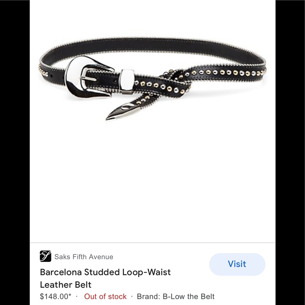 B-low the belt Barcelona studded black, gold and silver belt